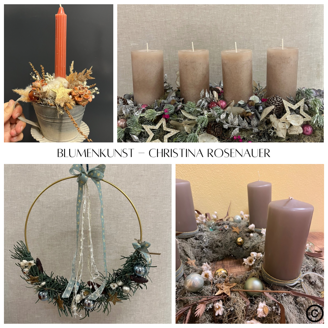 "Blumenkunst" © Christina Rosenauer Handwerk von Christina Rosenauer: Adventkränze. Kerzengestecke und Türkränze
