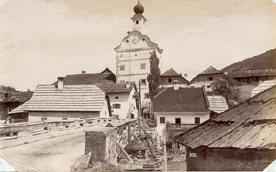 Gmündner Stadtturm im Jahre 1880 © Siggi Lagger Der Gmündner Stadtturm im Jahre 1880