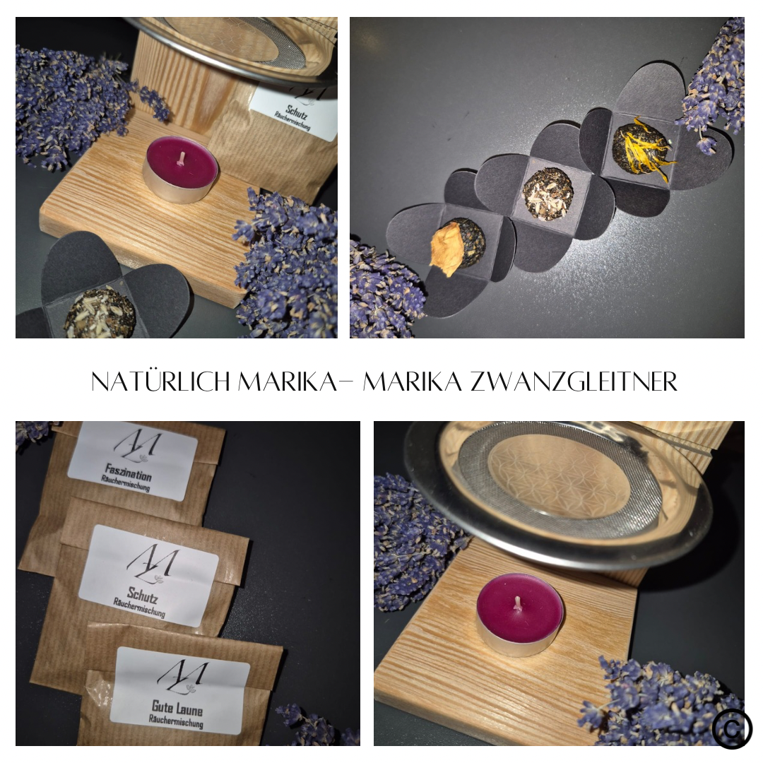 "Natürlich Marika" © Marika Zwanzgleitner Handwerk von Marika Zwanzgleitner: Räuchermischungen und Kerzenhalter in verschiedenen Designs