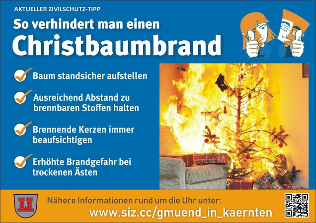 Informationsblatt mit Tipps für die Vermeidung eines Christbaumbrandes
